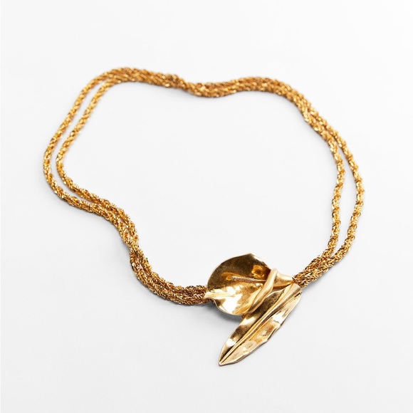? ZARA Metal Chain Gold Tone Calla Lily Belt main image 5